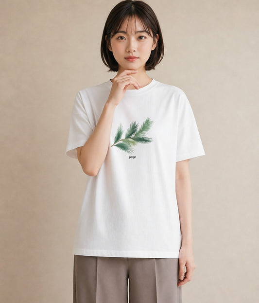 デザインTシャツ レディース 苔 植物 ボタニカル イラスト 旅行コーデ 春コーデ 姉妹 白T YMAZO