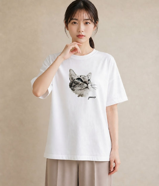 グラフィックTシャツ レディース 愛猫 猫 ねこ イラスト ガーリー おしゃれギフト 社会人 白T YMAZO