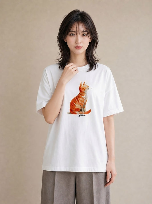Tシャツ レディース サビ猫 猫 ねこ イラスト 旅行 母娘コーデ 白T YMAZO