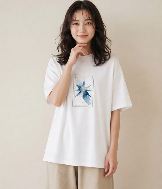 半袖Tシャツ レディース 山羊座 星空 宇宙 イラスト 淡色 友達ギフト 部屋着 白T YMAZO