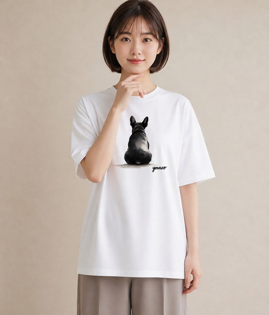 半袖Tシャツ レディース フレンチブルドッグ フレブル 犬 いぬ イラスト 可愛い 誕生日プレゼント 綿100 白T