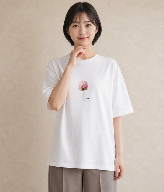 プリントTシャツ レディース ミモザ 花 花柄 イラスト 旅行コーデ カフェ服 クリスマス 白T YMAZO