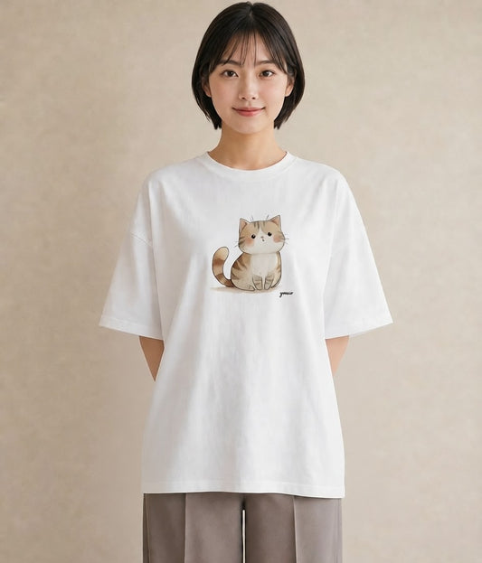 プリントTシャツ レディース スコティッシュフォールド 猫 ねこ イラスト ボタニカル 春コーデ 姉妹 白T YMAZO
