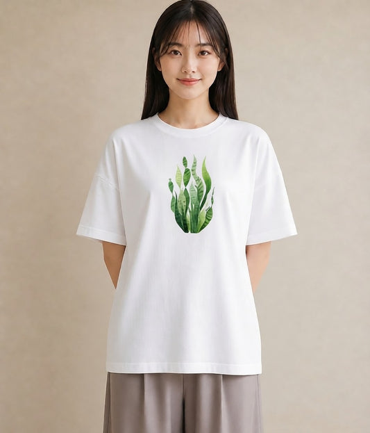 デザインTシャツ レディース 芝生 植物 ボタニカル イラスト ニュアンス 散歩 お出かけ 白T YMAZO