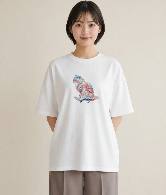 半袖Tシャツ レディース スフィンクス 猫 ねこ イラスト モード 在宅 公園 白T YMAZO