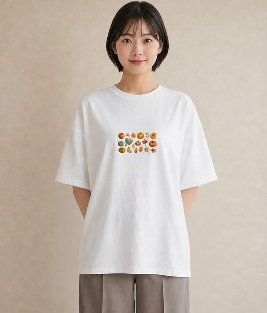 デザインTシャツ レディース 実り 植物 ボタニカル イラスト ラフカジュアル カフェ服 クリスマス 白T YMAZO