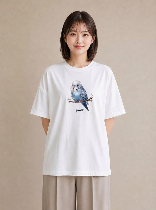 Tシャツ レディース 小鳥 ペット 動物 イラスト ボタニカル お出かけ 普段着 白T YMAZO