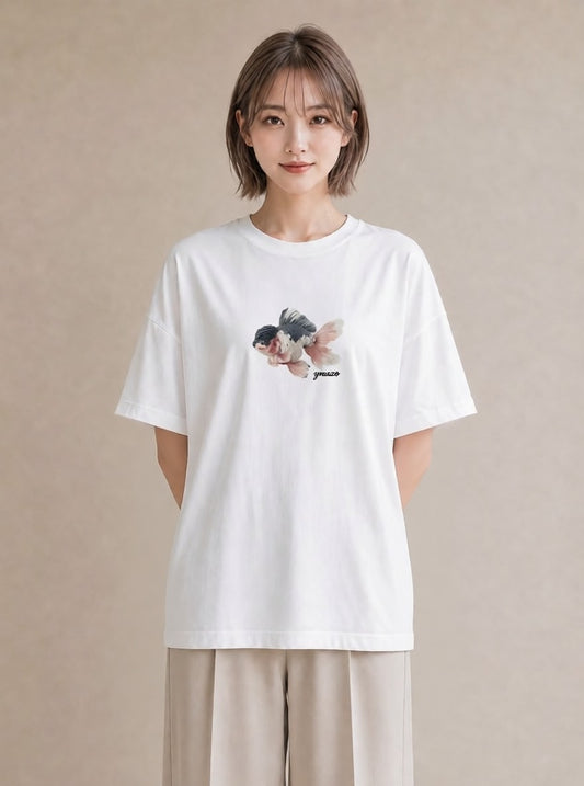 デザインTシャツ レディース らんちゅう ペット 動物 イラスト ガーリー ホワイトデー 春服 白T YMAZO