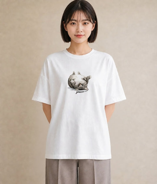 プリントTシャツ レディース 子猫 猫 ねこ イラスト 上品 レイヤード 友達ギフト 白T YMAZO