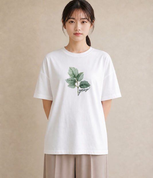 デザインTシャツ レディース 新緑 植物 ボタニカル イラスト ポップ 母娘コーデ 自分用 白T YMAZO