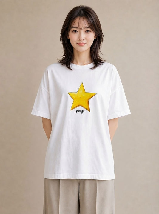 Tシャツ レディース 流れ星 星空 宇宙 イラスト 普段使い 自分用 ルームウェア 白T YMAZO