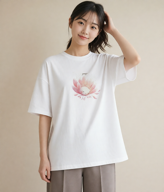 半袖Tシャツ レディース カスミソウ かすみ草 花 花柄 イラスト 旅行コーデ デート 帰省 白T YMAZO