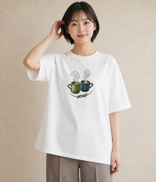 デザインTシャツ レディース 抹茶 食べ物 フード イラスト きれいめカジュアル 帰省 ラフ 白T YMAZO