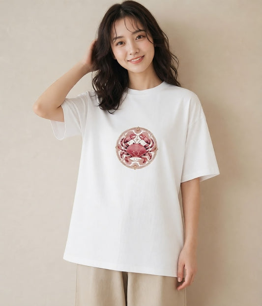 プリントTシャツ レディース 獅子座 星空 宇宙 イラスト ヴィンテージ風 おしゃれギフト 社会人 白T YMAZO