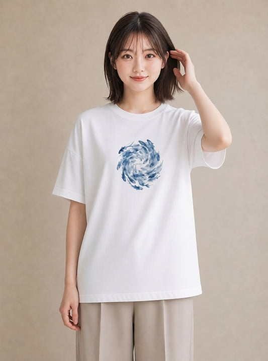 Tシャツ レディース グッピー ペット 動物 イラスト ヴィンテージ風 カジュアルコーデ 買い物 白T YMAZO