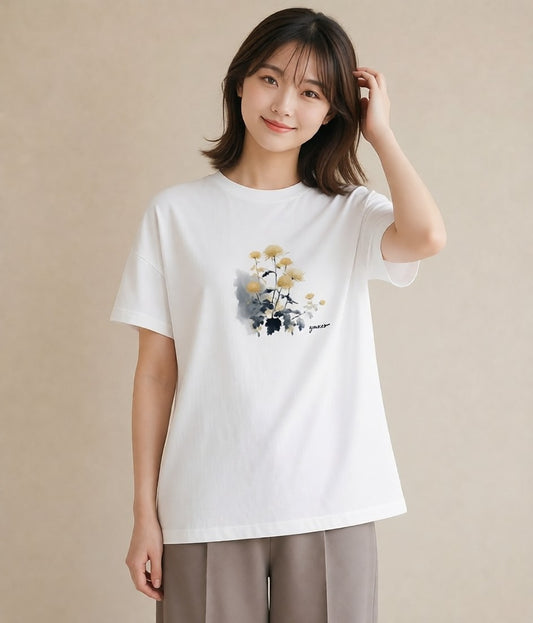 Tシャツ レディース たんぽぽ 花 花柄 イラスト 北欧風 ギフト 母の日 白T YMAZO