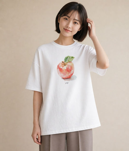 半袖Tシャツ レディース もも 食べ物 フード イラスト ガーリー ビーチ デイリーウェア 白T YMAZO