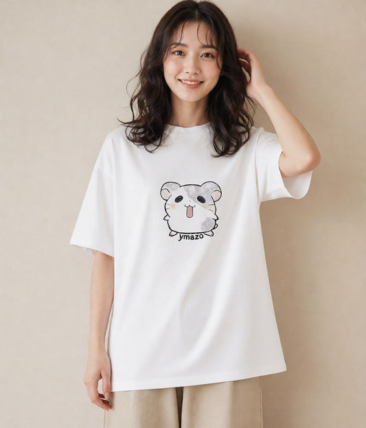 Tシャツ レディース ハムスター ペット 動物 イラスト 姉妹 送別ギフト 白T YMAZO