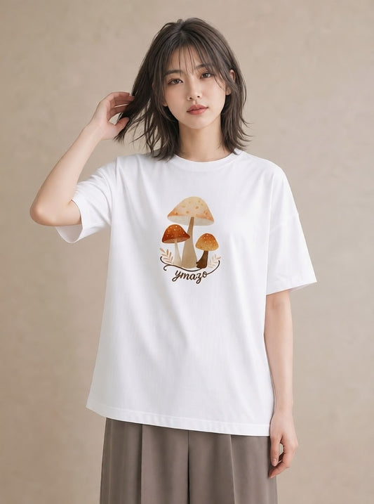 デザインTシャツ レディース どんぐり 植物 ボタニカル イラスト ゆるかわ 秋コーデ おしゃれギフト 白T YMAZO