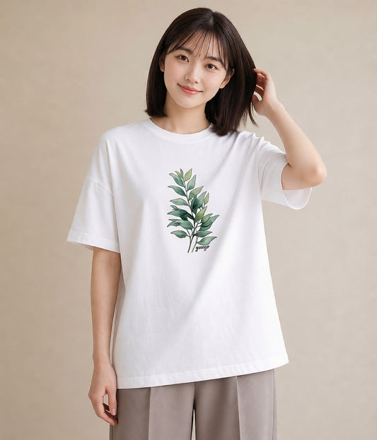 プリントTシャツ レディース つる 植物 ボタニカル イラスト フェミニン ギフト 母の日 白T YMAZO