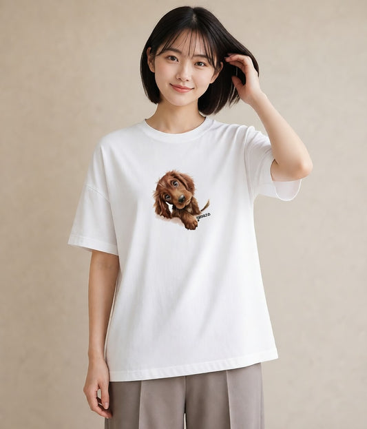 プリントTシャツ レディース 犬 いぬ イラスト 手描き風 誕生日プレゼント 綿100 白T YMAZO