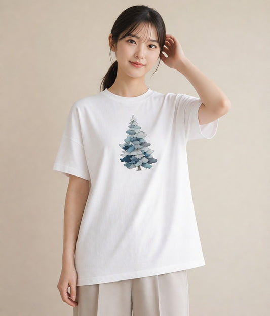 半袖Tシャツ レディース 松ぼっくり 植物 ボタニカル イラスト お出かけ 普段着 白T YMAZO