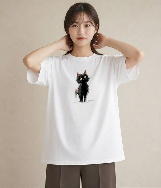 Tシャツ レディース ロシアンブルー 猫 ねこ イラスト 抜け感 ミセス 春コーデ 白T YMAZO