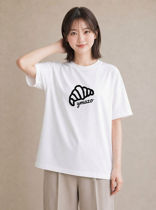 デザインTシャツ レディース パン ベーカリー イラスト 抜け感 レイヤード 友達ギフト 白T YMAZO
