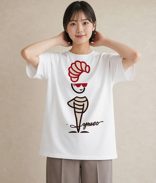 プリントTシャツ レディース パン ベーカリー レトロ イラスト ガーリー 海 カフェ巡り 白T YMAZO
