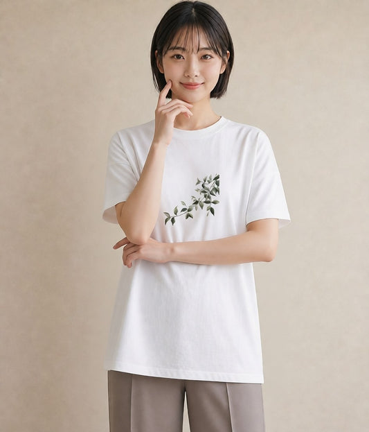 デザインTシャツ レディース ボタニカル 植物 イラスト シック おしゃれギフト 社会人 白T YMAZO
