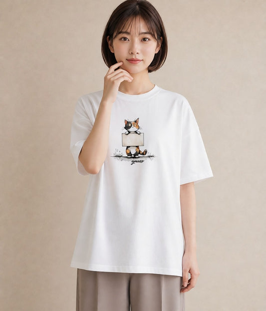 プリントTシャツ レディース 靴下猫 猫 ねこ イラスト きれいめ ホワイトデー 春服 白T YMAZO