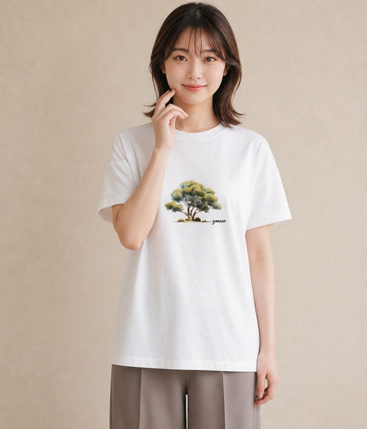 グラフィックTシャツ レディース 盆栽 植物 ボタニカル イラスト きれいめカジュアル デート 帰省 白T YMAZO