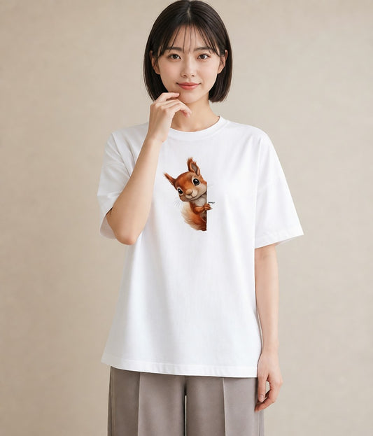 デザインTシャツ レディース シマリス ペット 動物 イラスト 20代 カジュアルコーデ 白T YMAZO