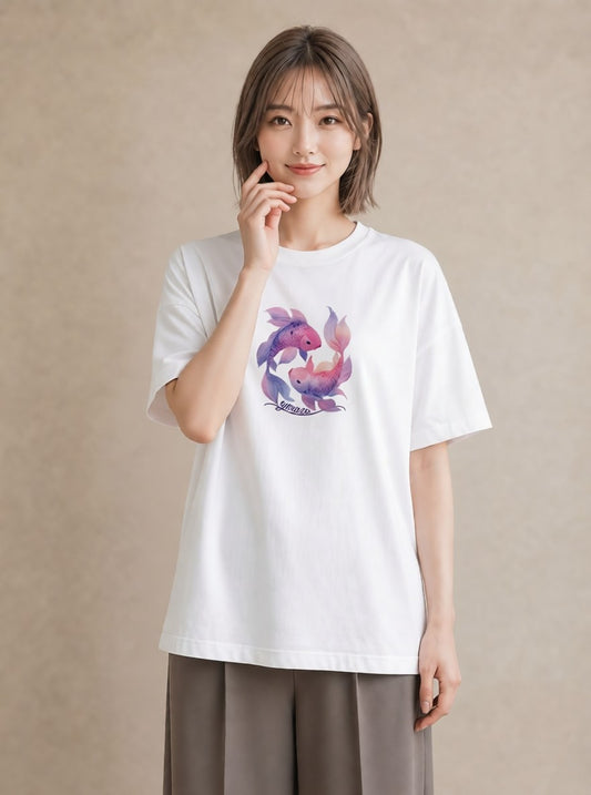 Tシャツ レディース 熱帯魚 海の生き物 海 イラスト 北欧風 女性向けギフト 散歩 白T YMAZO