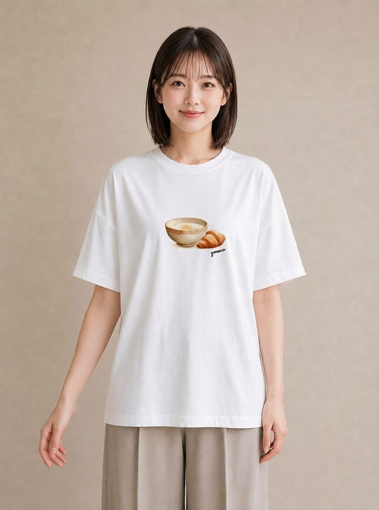 Tシャツ レディース 食パン 食べ物 フード イラスト 水彩風 自分用 ルームウェア 白T YMAZO