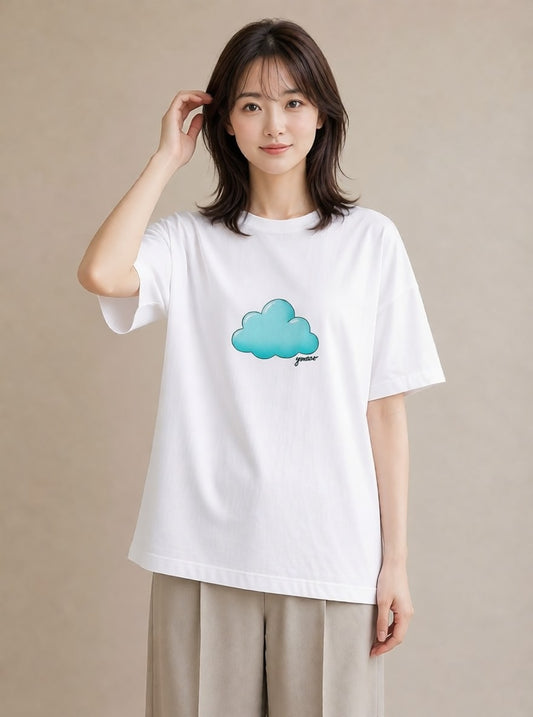グラフィックTシャツ レディース 虹 星空 宇宙 イラスト 水彩風 20代 カジュアルコーデ 白T YMAZO