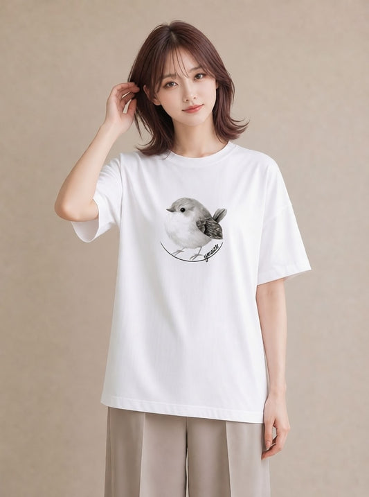 プリントTシャツ レディース マメルリハ ペット 動物 イラスト 上品 デート 帰省 白T YMAZO