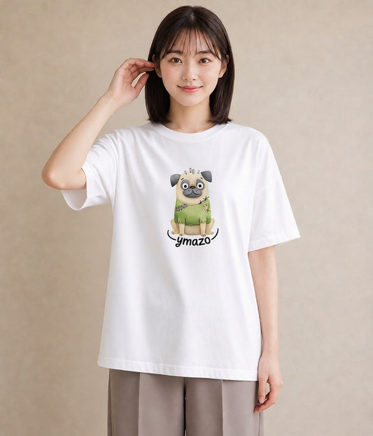 デザインTシャツ レディース わんこ 犬 いぬ イラスト ユニーク 夏コーデ 通学 白T