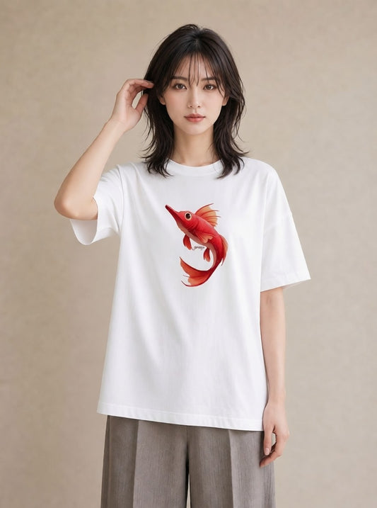 半袖Tシャツ レディース グッピー ペット 動物 イラスト モード ミセス 春コーデ 白T YMAZO