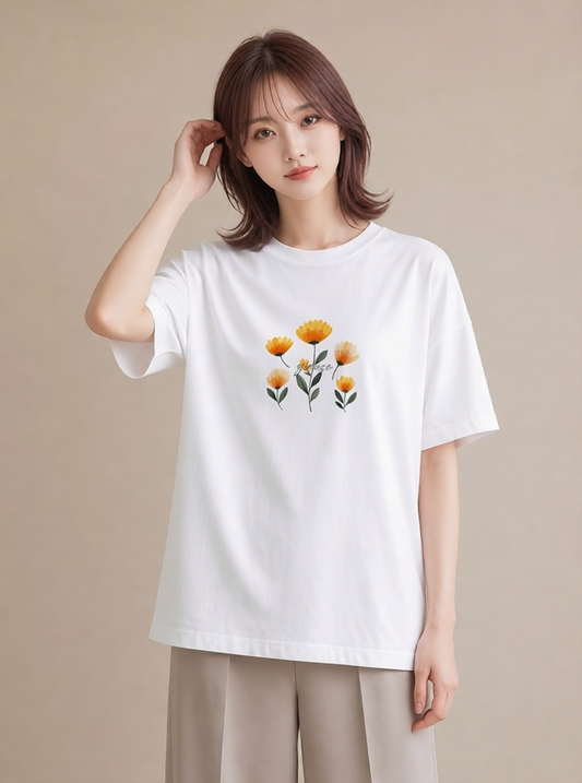 プリントTシャツ レディース たんぽぽ 花 花柄 イラスト 可愛い お揃い 親子 白T YMAZO