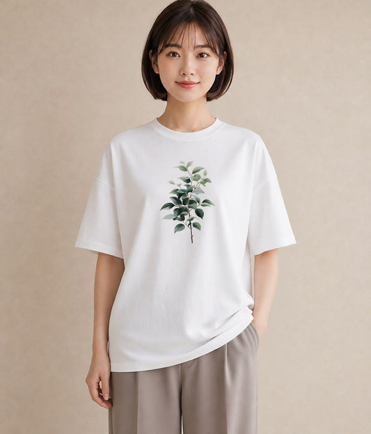 デザインTシャツ レディース ボタニカル 植物 イラスト 線画 お出かけ 普段着 白T YMAZO