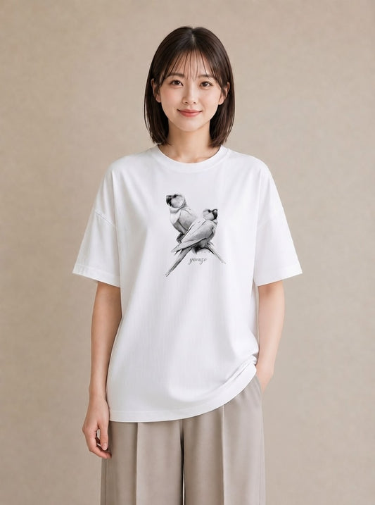 Tシャツ レディース オカメインコ ペット 動物 イラスト きれいめ ギフト 母の日 白T YMAZO