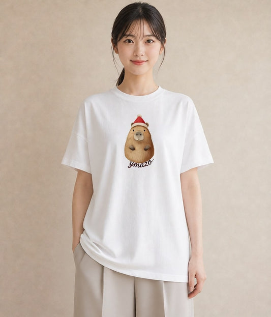 プリントTシャツ レディース ジャンガリアンハムスター ペット 動物 イラスト シンプル 休日 ペアコーデ 白T YMAZO