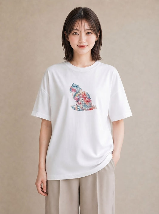 デザインTシャツ レディース 猫の手 猫 ねこ イラスト ラフ 女子会 お揃い 白T YMAZO
