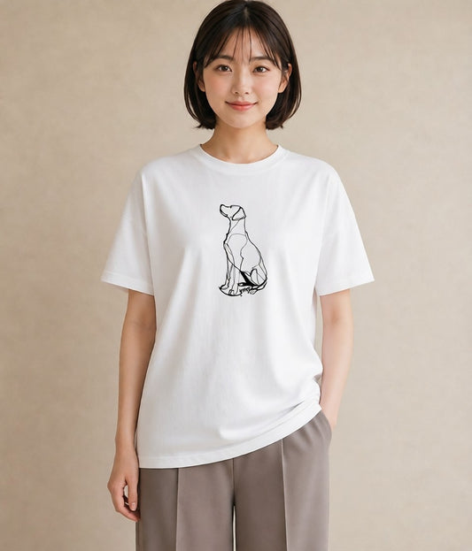 デザインTシャツ レディース 犬 いぬ わんこ イラスト ポップ 海 カフェ巡り 白T YMAZO