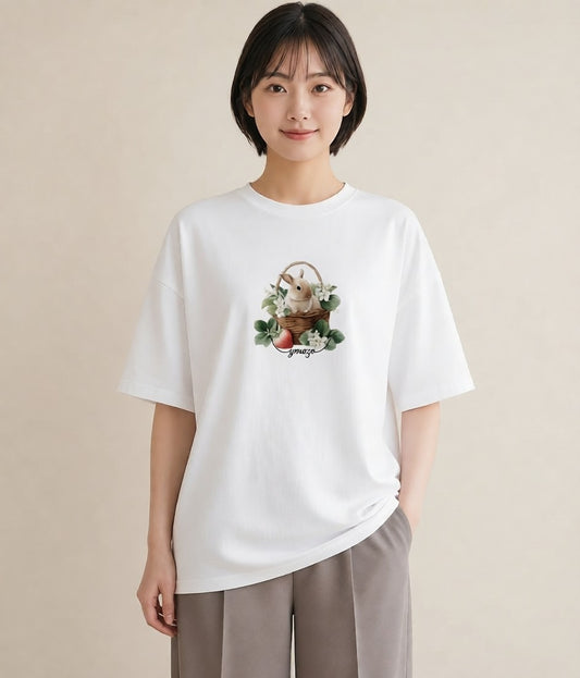 プリントTシャツ レディース ネザーランドドワーフ ペット 動物 イラスト カフェコーデ お揃い 親子 白T YMAZO