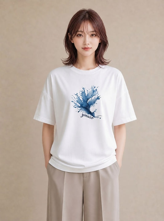 デザインTシャツ レディース 水瓶座 星空 宇宙 イラスト ニュアンス 通勤 在宅 白T YMAZO