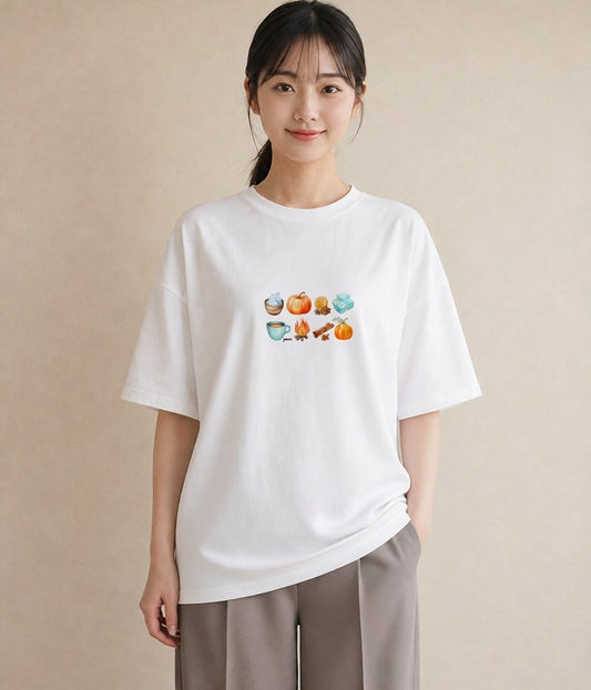 プリントTシャツ レディース 実り 植物 ボタニカル イラスト 個性的 カフェ服 クリスマス 白T YMAZO