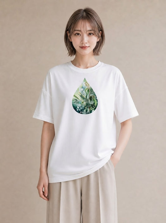 デザインTシャツ レディース ユーカリ 植物 ボタニカル イラスト 可愛い 通学 誕生日プレゼント 白T YMAZO