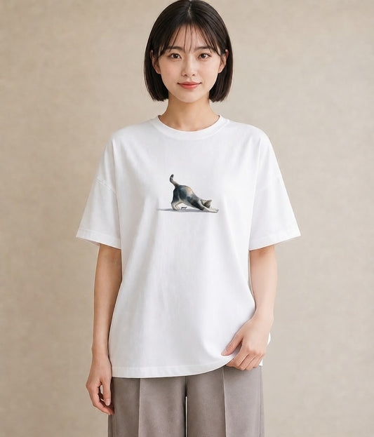 Tシャツ レディース アビシニアン 猫 ねこ イラスト ボタニカル 親子 20代 白T YMAZO